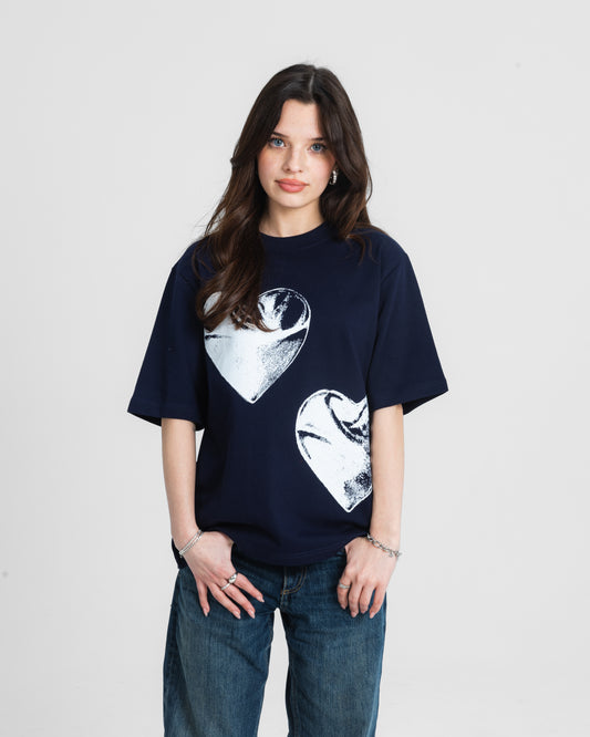 CRYSTALAND HEART NAVY T-SHIRT