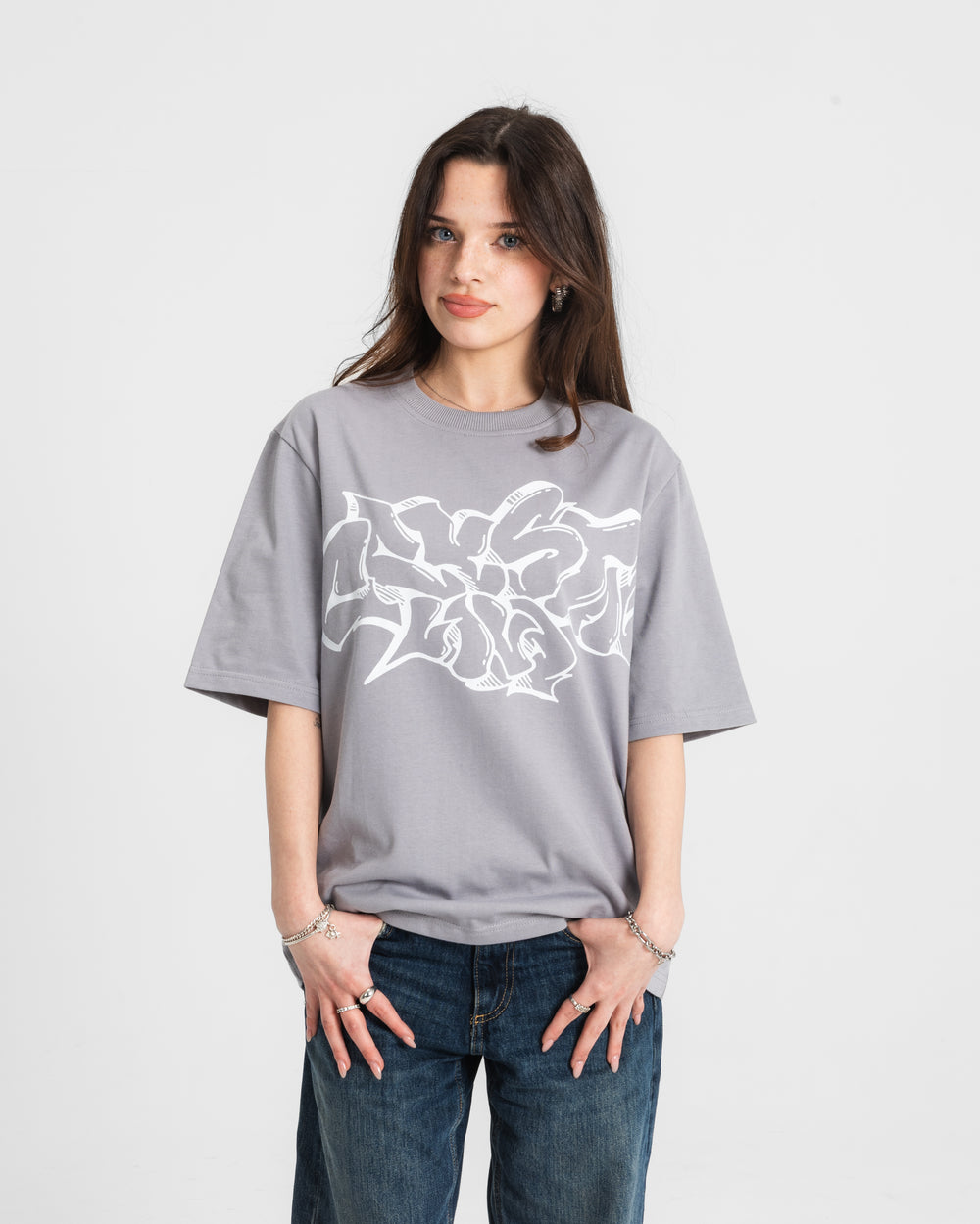 CRYSTALAND GRAFITTI SILVER GREY T-SHIRT