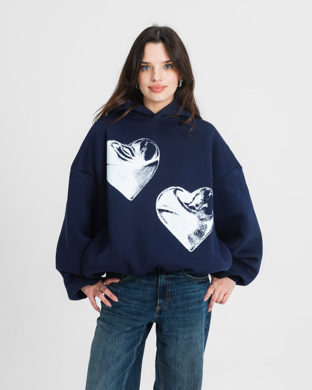 CRYSTALAND HEART NAVY HOODIE