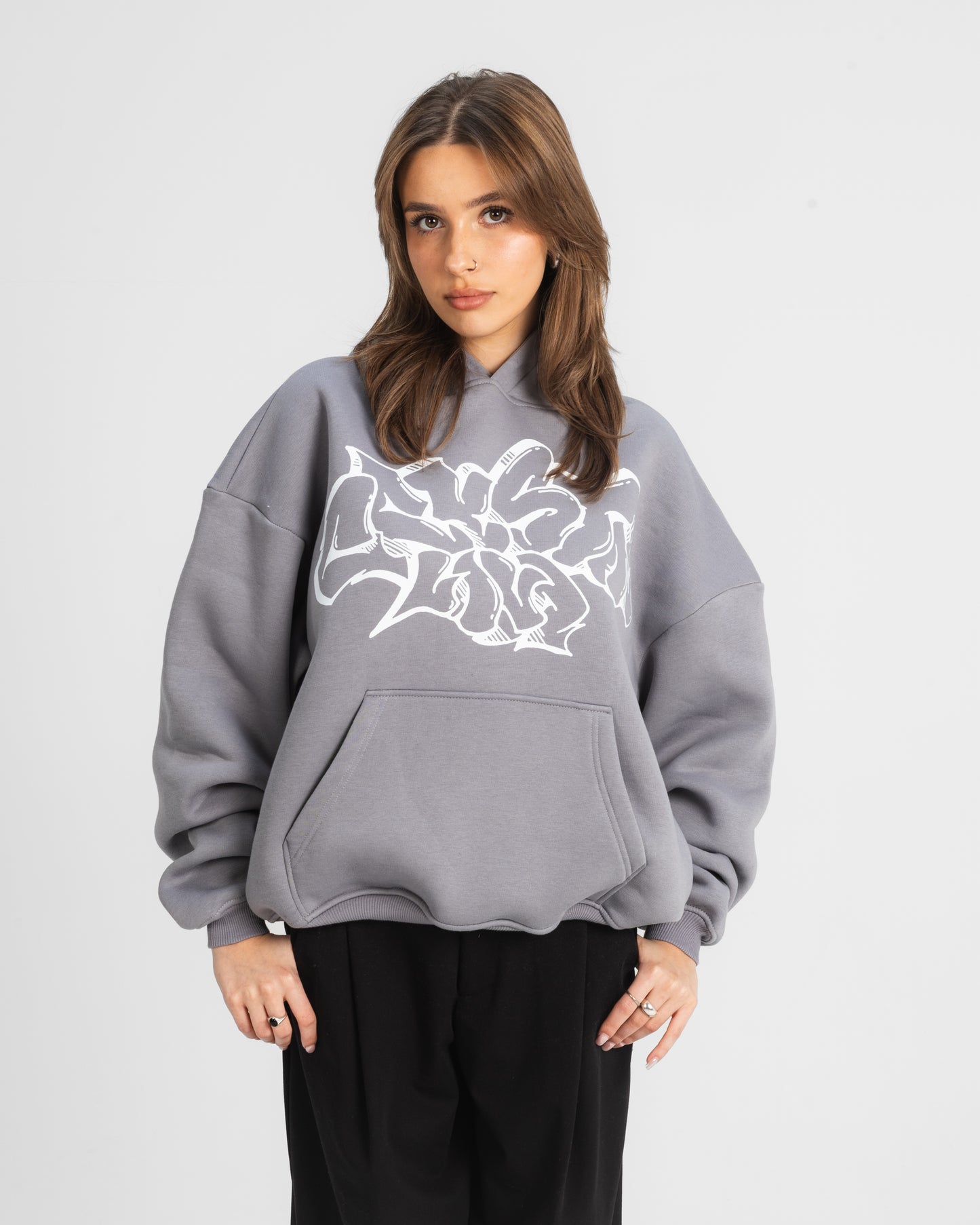 CRYSTALAND GRAFITTI SILVER GREY HOODIE