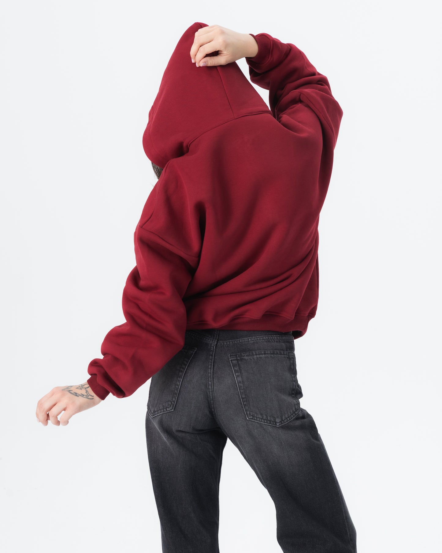 CRYSTALAND ESSENTIAL BURGUNDY ZIP HOODIE