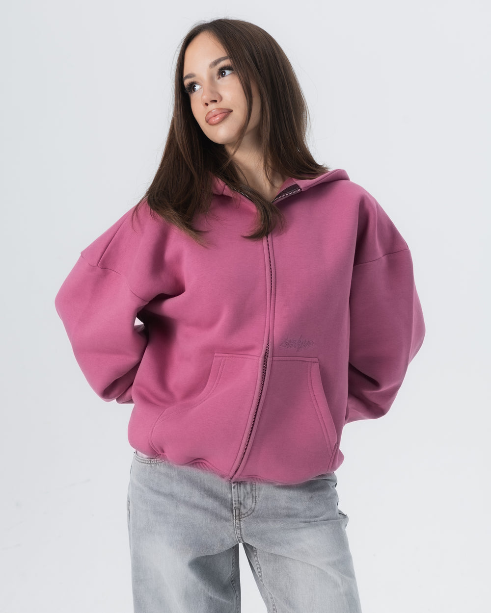 CRYSTALAND ESSENTIAL DUSTY ROSE ZIP HOODIE