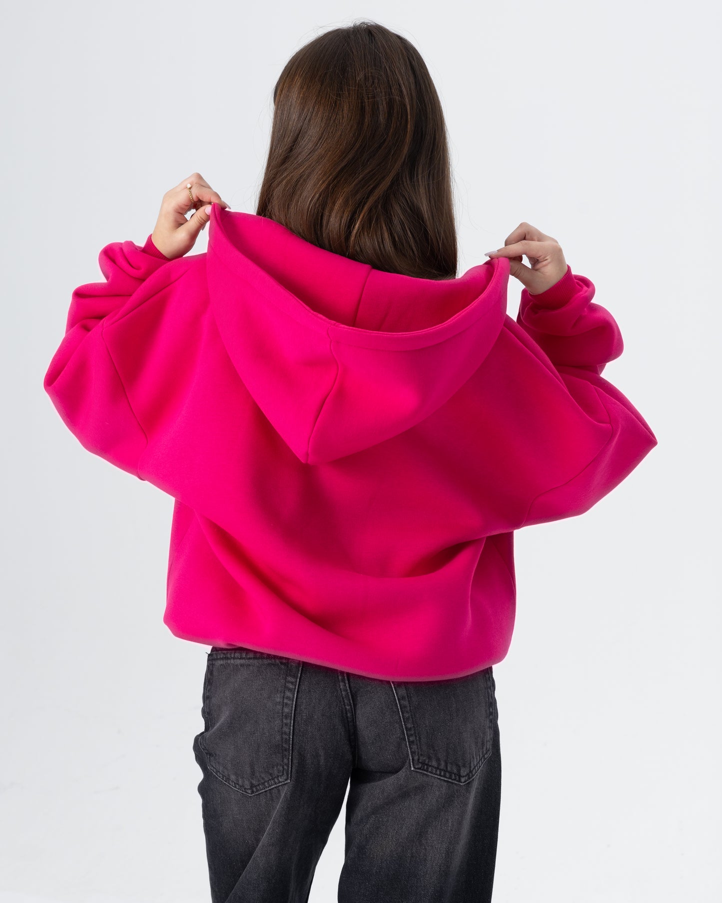 CRYSTALAND ESSENTIAL HOT PINK ZIP HOODIE