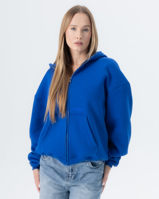CRYSTALAND ESSENTIAL CORNFLOWER ZIP HOODIE