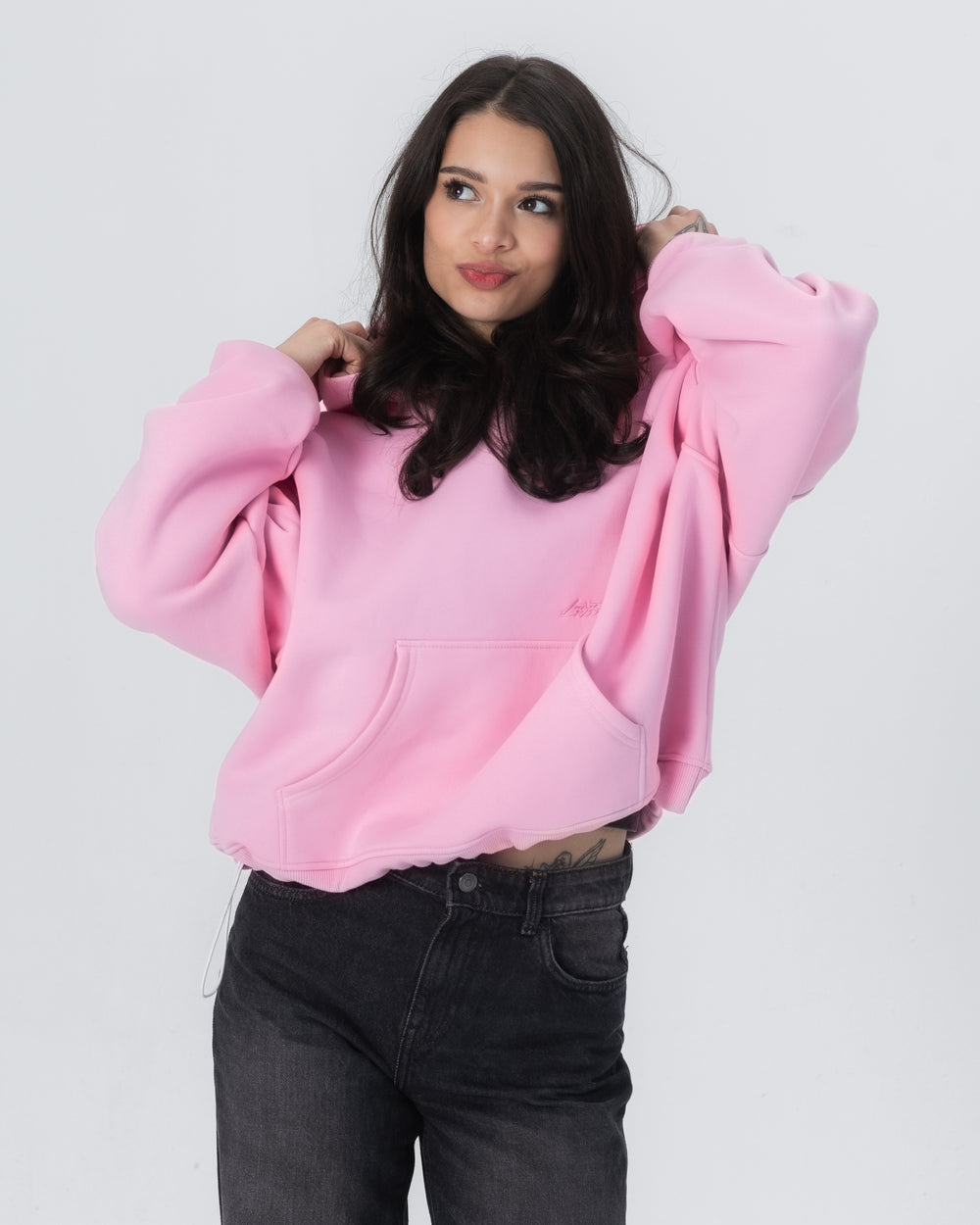 CRYSTALAND ESSENTIAL BABY PINK HOODIE