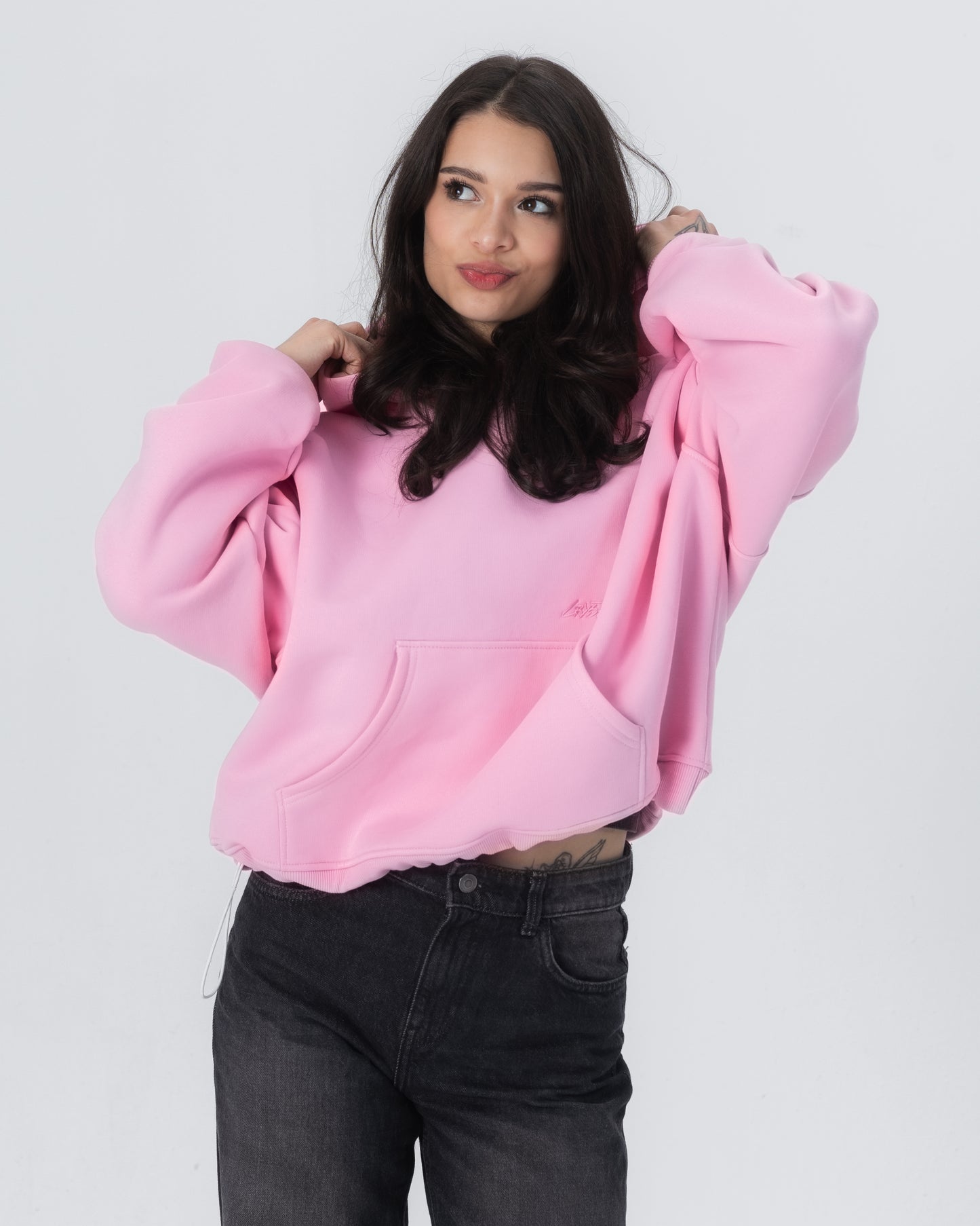 CRYSTALAND ESSENTIAL BABY PINK HOODIE