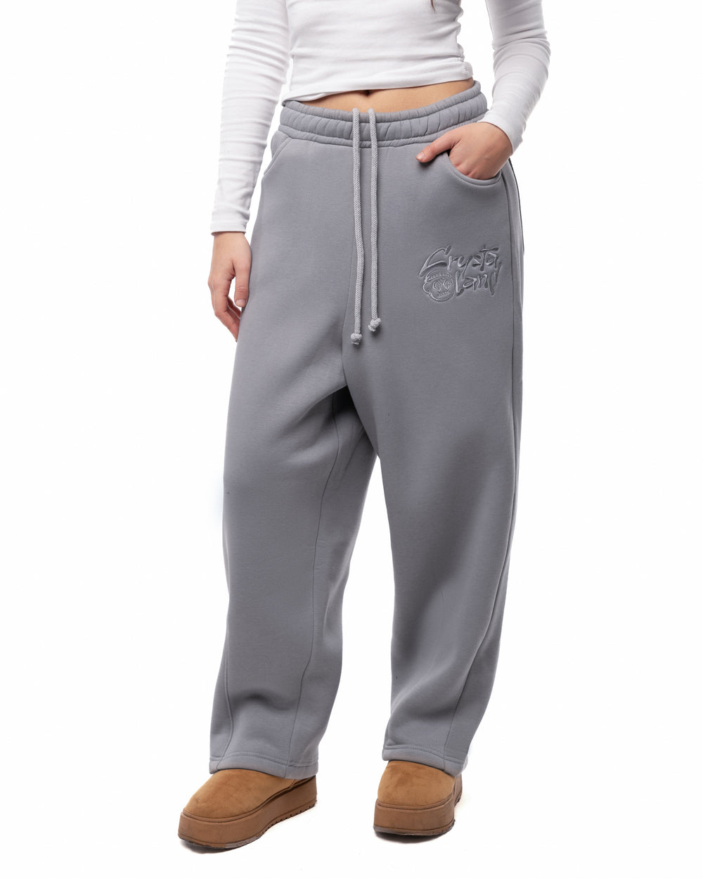CRYSTALAND SILVER GREY SWEATPANTS