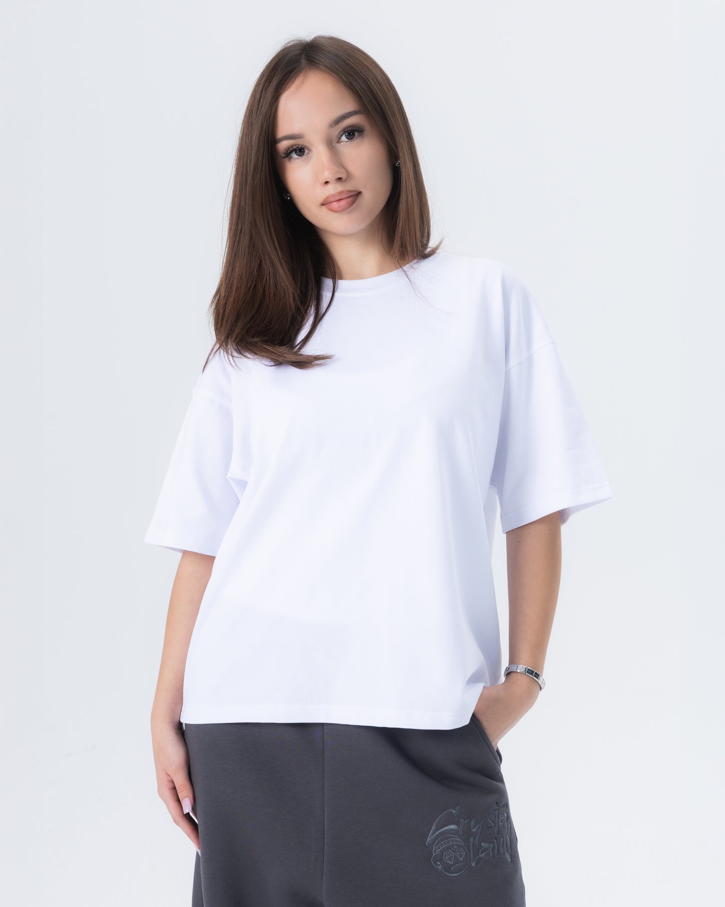 CRYSTALAND HEART SILVER GREY T-SHIRT