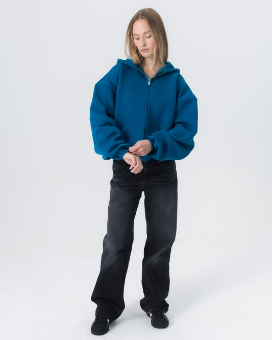 CRYSTALAND ESSENTIAL PETROL ZIP HOODIE