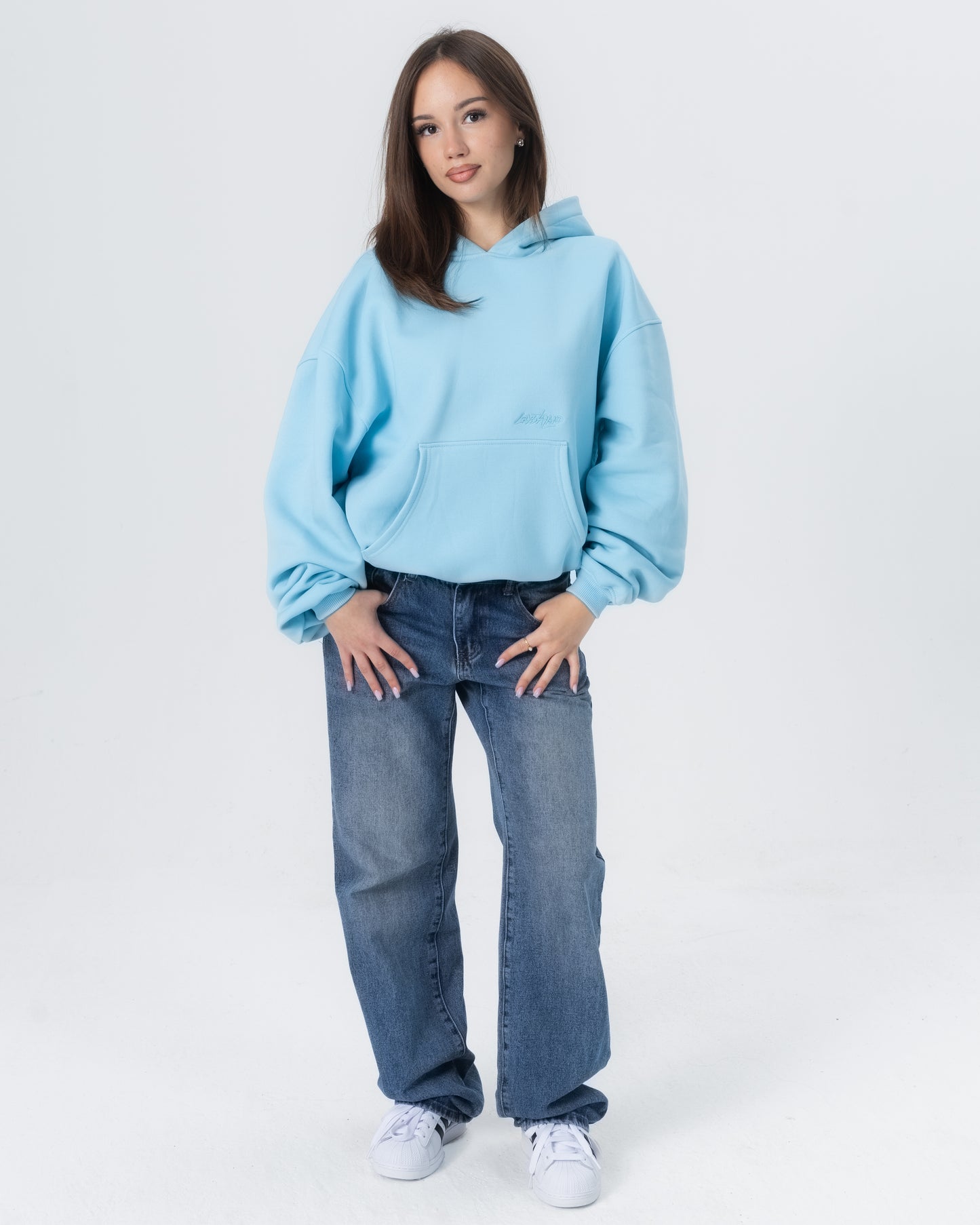 CRYSTALAND ESSENTIAL BABY BLUE HOODIE