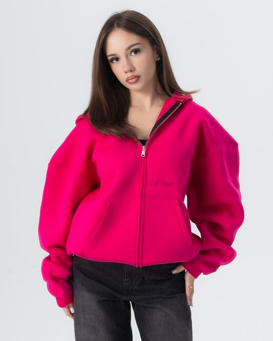 CRYSTALAND ESSENTIAL HOT PINK ZIP HOODIE