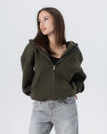 CRYSTALAND ESSENTIAL KHAKI ZIP HOODIE