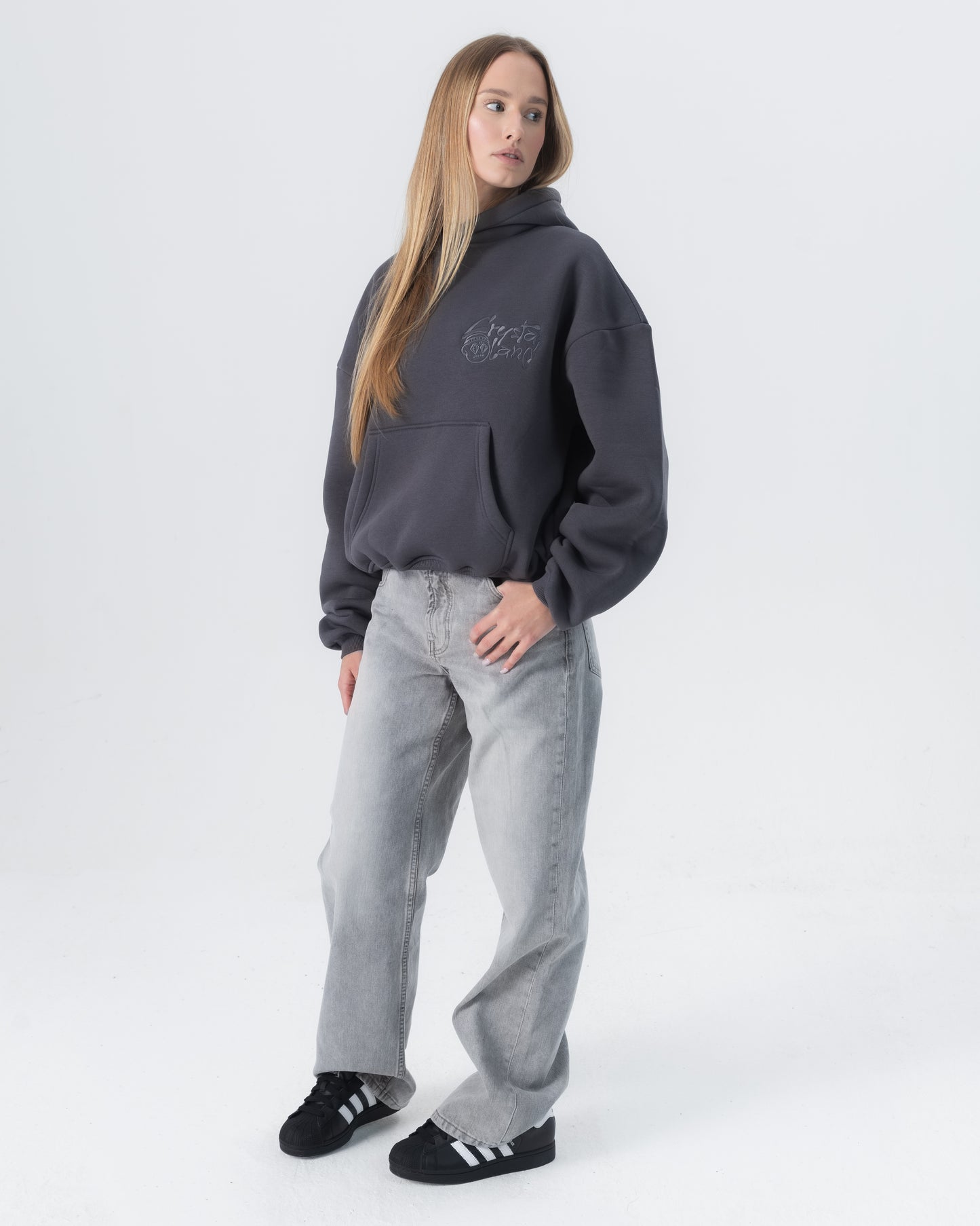 CRYSTALAND BASIC SCHATTEN GRAU HOODIE