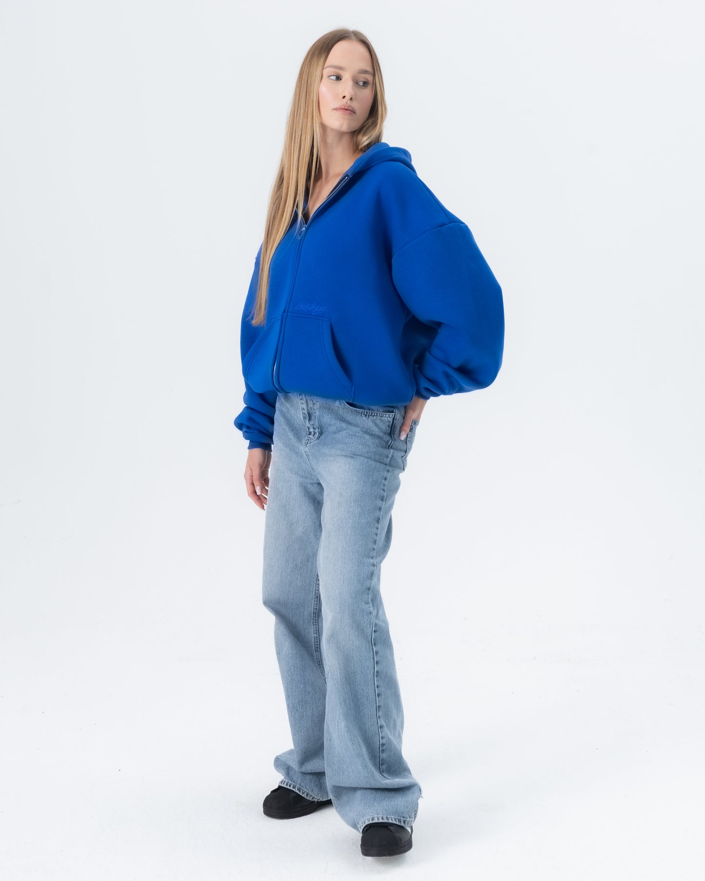 CRYSTALAND ESSENTIAL CORNFLOWER ZIP HOODIE