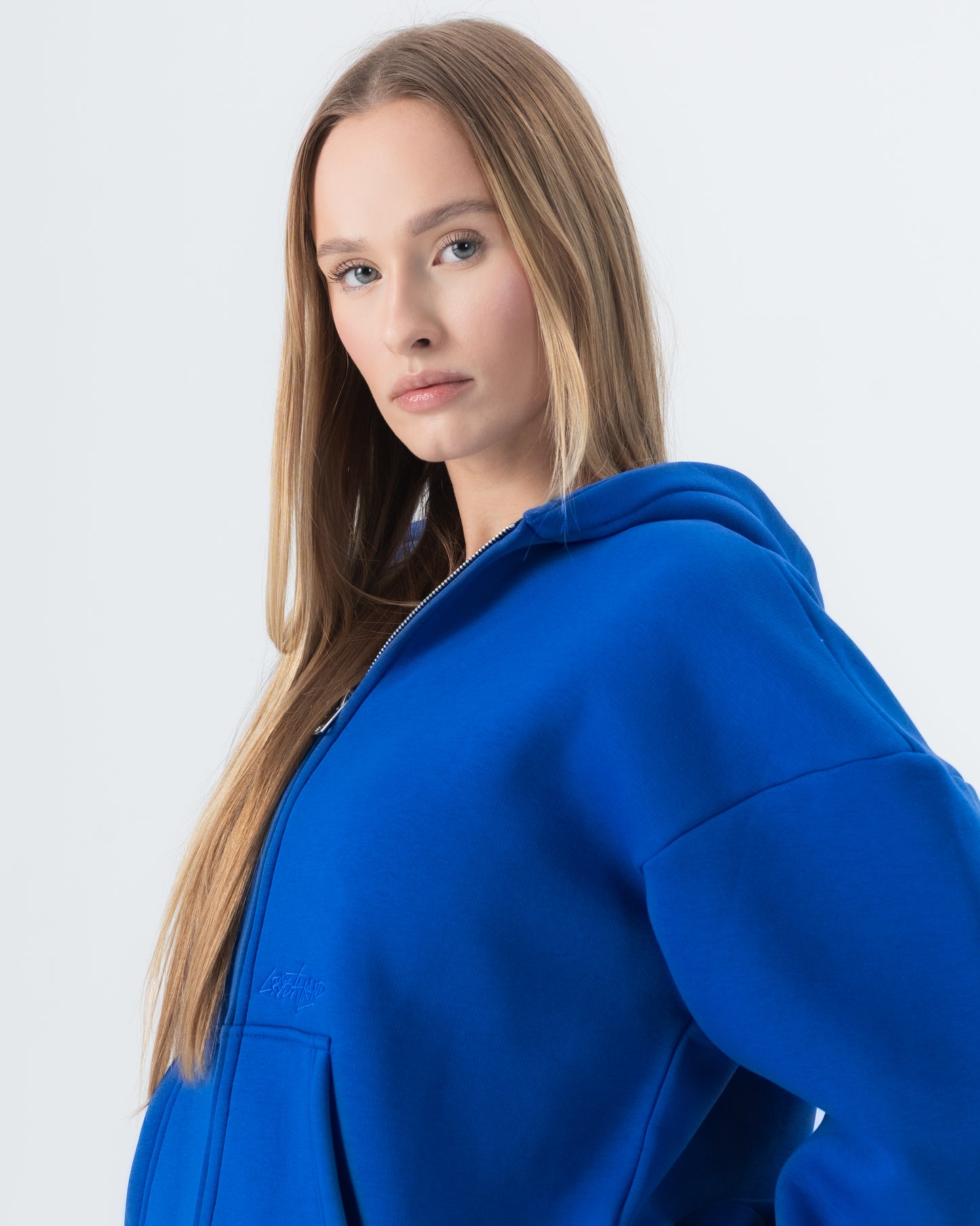 CRYSTALAND ESSENTIAL CORNFLOWER ZIP HOODIE