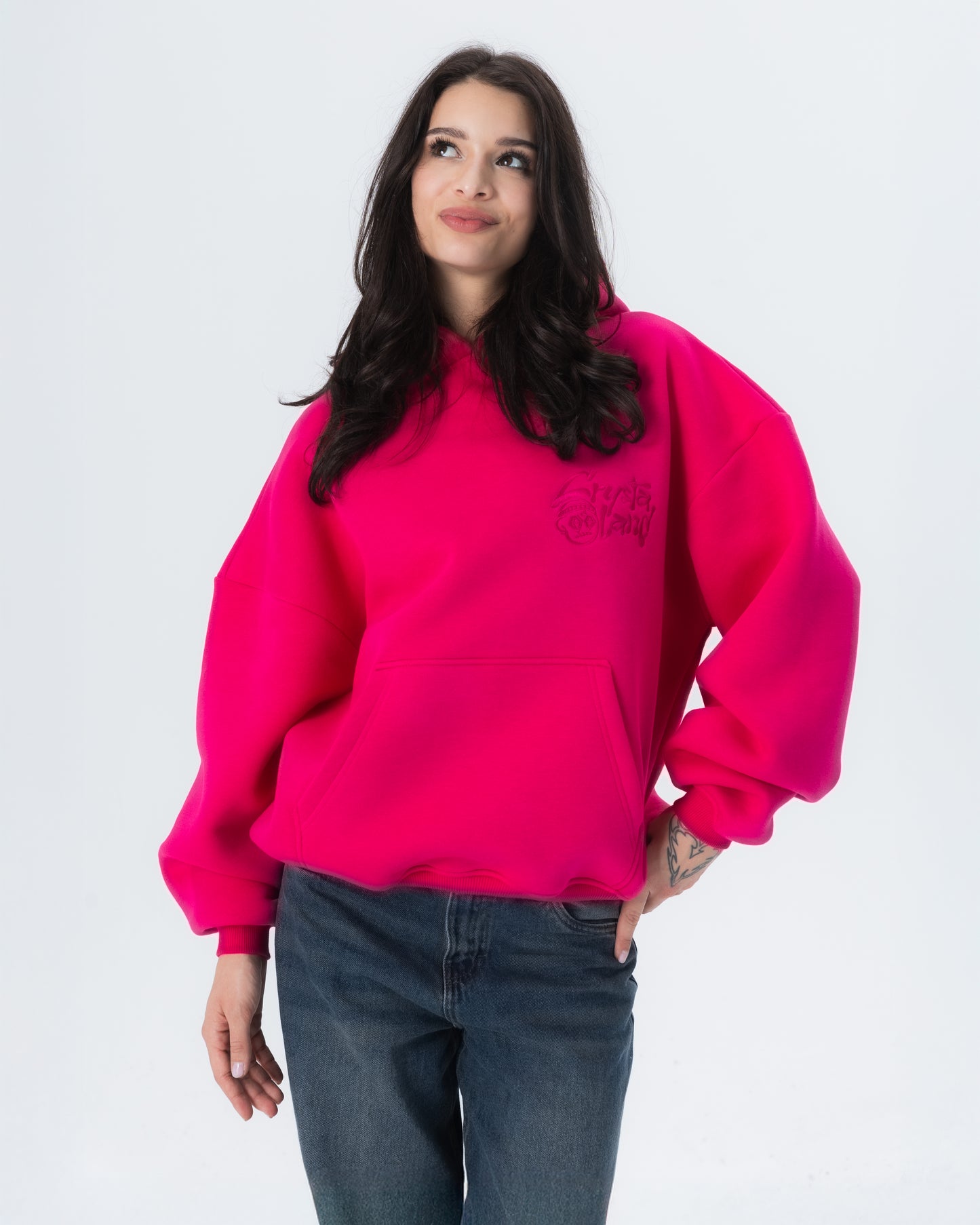 CRYSTALAND BASIC HOT PINK HOODIE
