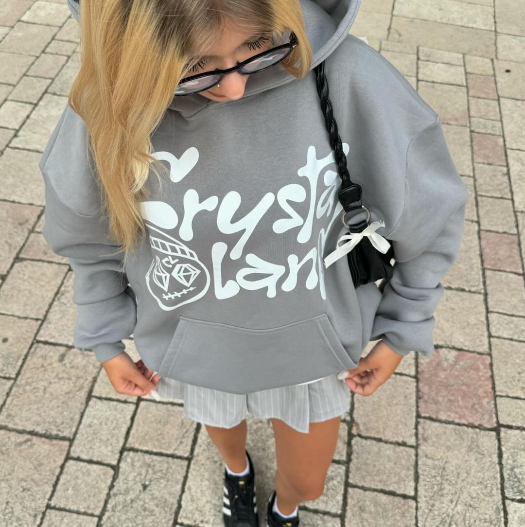 CRYSTALAND SILVER GREY HOODIE