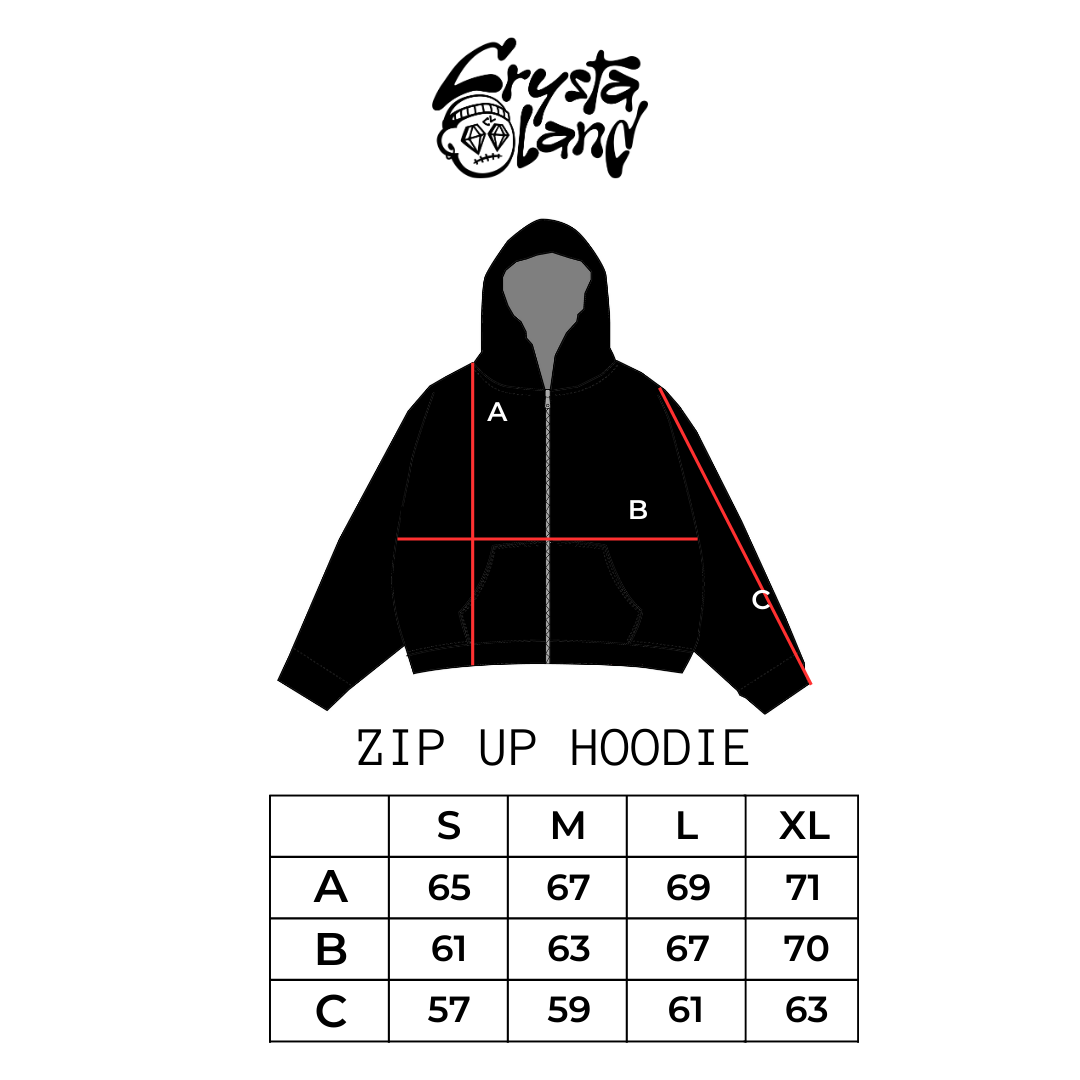 CRYSTALAND BLACK ZIP UP HOODIE