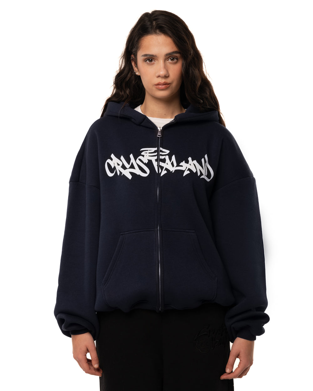 CRYSTALAND DARK NAVY ZIP UP HOODIE