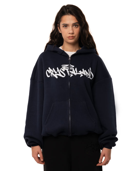 Crystaland Dark Navy Zip Up Hoodie