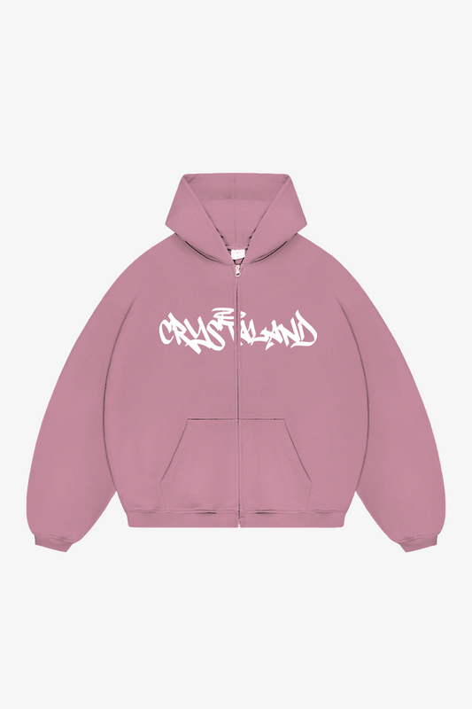 Crystaland Staubiger Rose Reißverschluss Hoodie